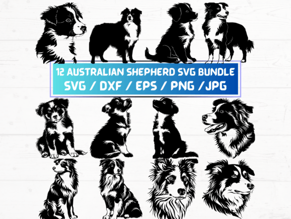 12 Australian Shepherd SVG Bundle: Graphics for Crafts & Content