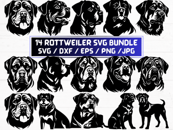 14 Rottweiler Dog SVG Files for Crafts & Graphics