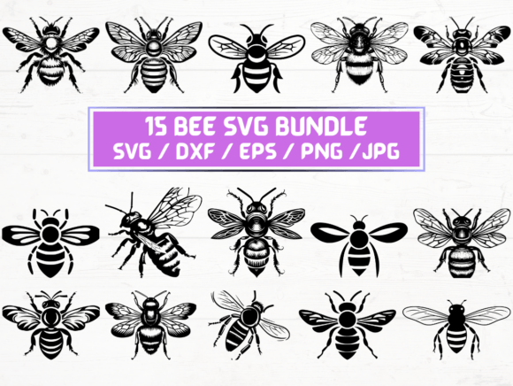 15 Bee SVG File: A Graphic Asset for Crafts and Branding