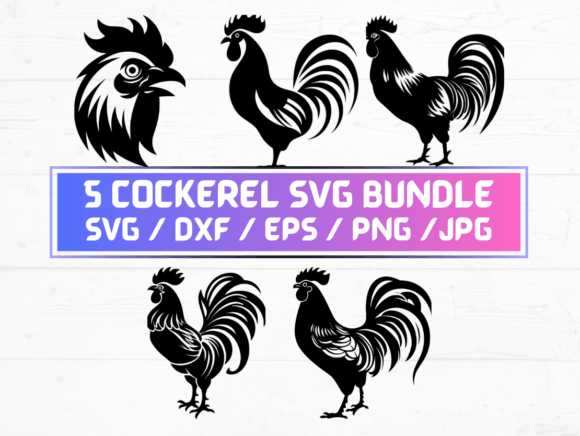 5 Cockerel SVG Bundle: A Versatile Graphic Asset for Crafts and Branding