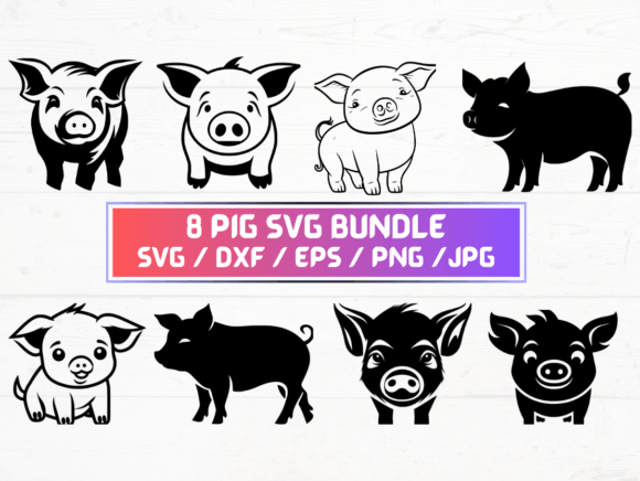 8 Pig SVG Bundle: A Graphic Asset for Creative Publishers