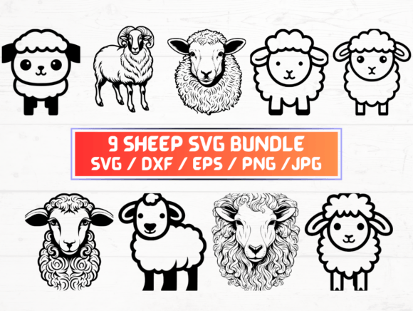 9 Sheep SVG: Graphics & Crafts Design Asset Review