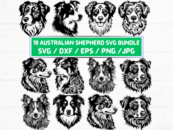 Australian Shepherd Dog SVG Bundle for Crafts & Graphics