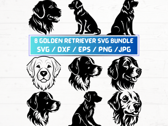 Golden Retriever SVG Bundle: Graphics for Crafts & Content