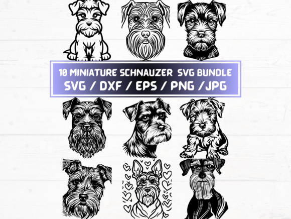Miniature Schnauzer SVG Bundle for Crafts & Graphics