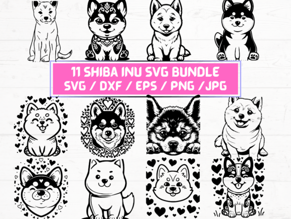 Shiba Inu Dog SVG, DXF, EPS, JPG, PNG: Graphics for Crafts & Branding