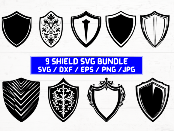 Shield Silhouette Svg Pack for Graphics and Crafts