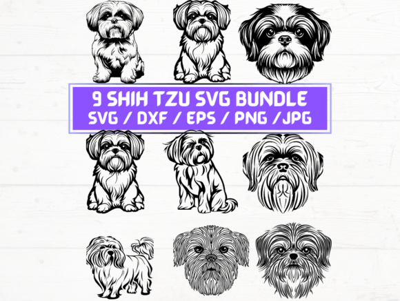 Shih Tzu Dog SVG, DXF, EPS, JPG, PNG for Crafts & Graphics