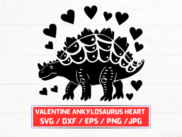 Valentine Ankylosaurus Heart SVG Graphics for Crafts