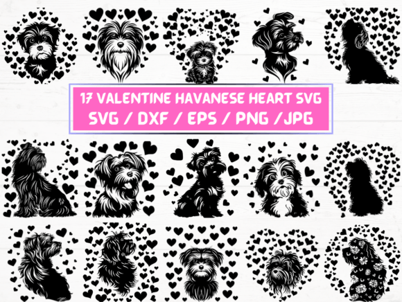 Valentine Havanese Heart Graphics for Crafts